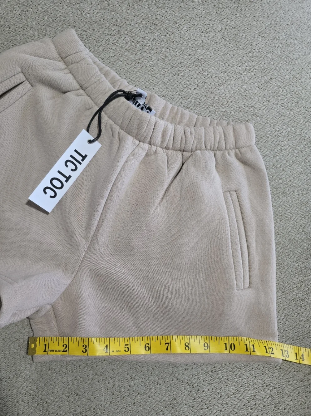 Tic Toc Essentials Momo Taupe Fleece Relaxed High Waist Lounge Shorts - Medium